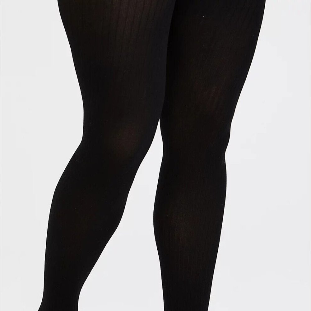 Torrid 5X/6X Black Ribbed ~ Control Top Tights (28-30) Plus